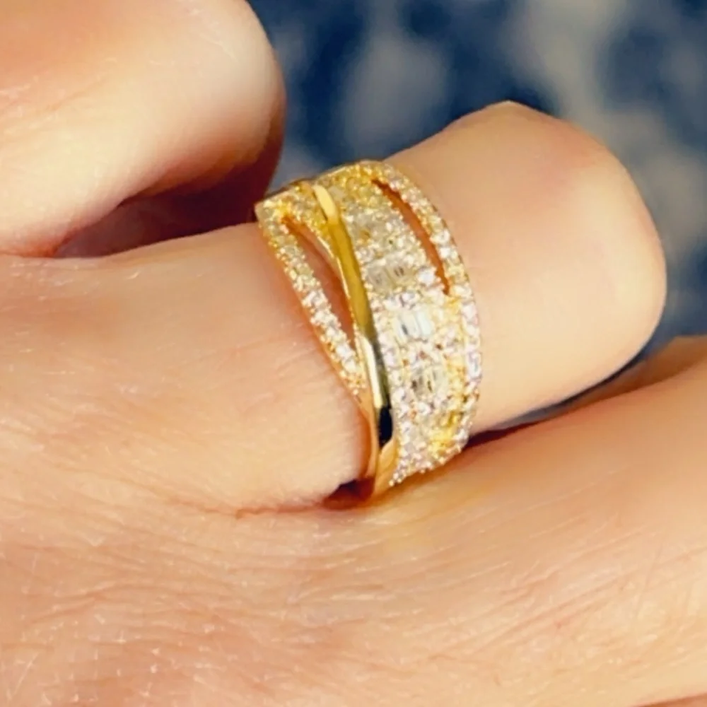 Gold White Sapphire Baguette Ring